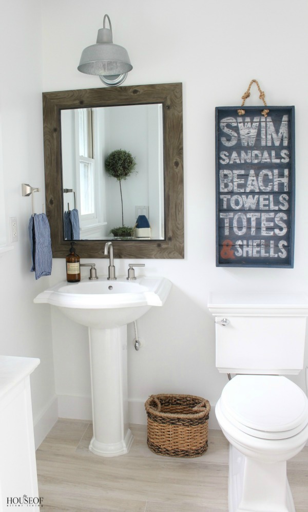 Beach Cottage Powder Bathroom And Pink Flamingos The House Of