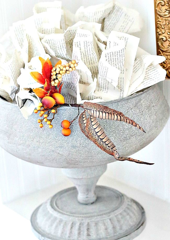 fall-centerpiece-with-book-pages