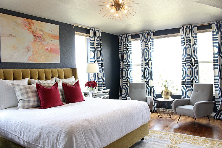 Gorgeous bold & glamorous masterdom bedroom