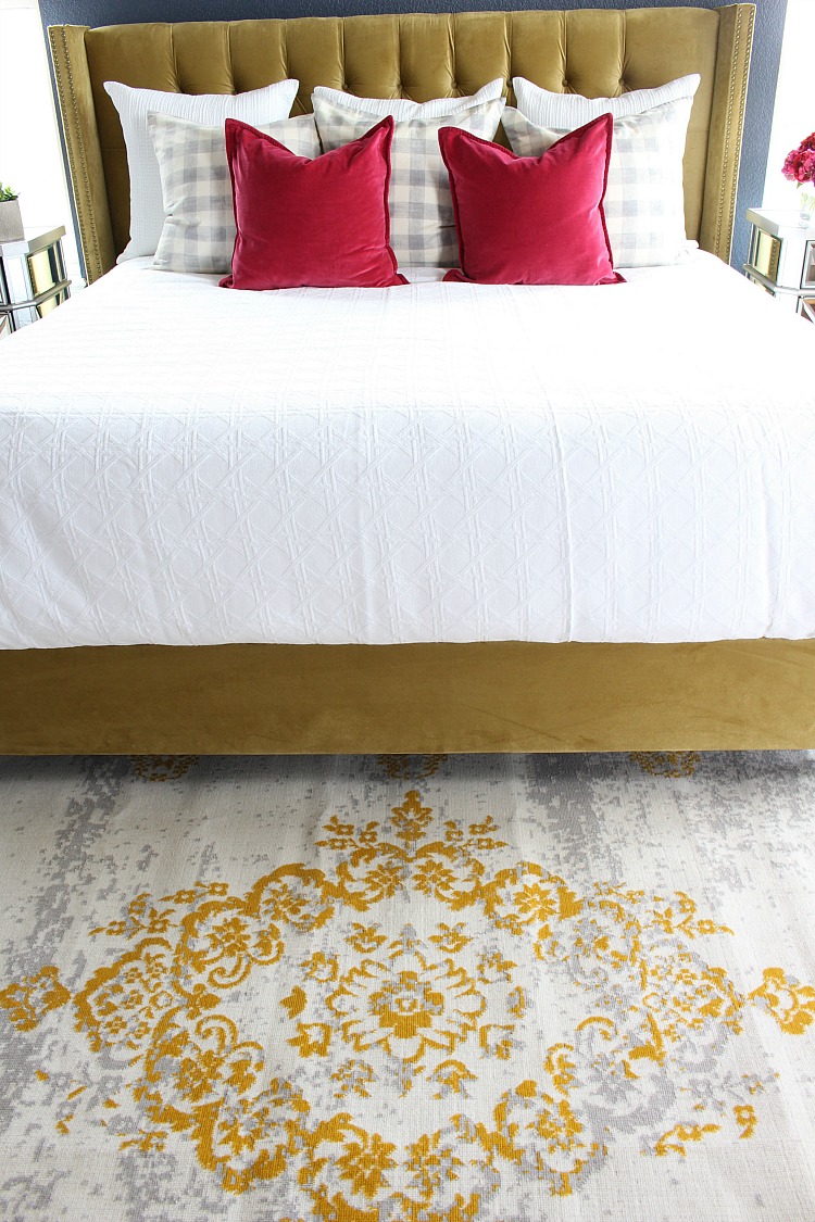 Bold, beautiful, & glamorous master bedroom that doesn't shy away from color!