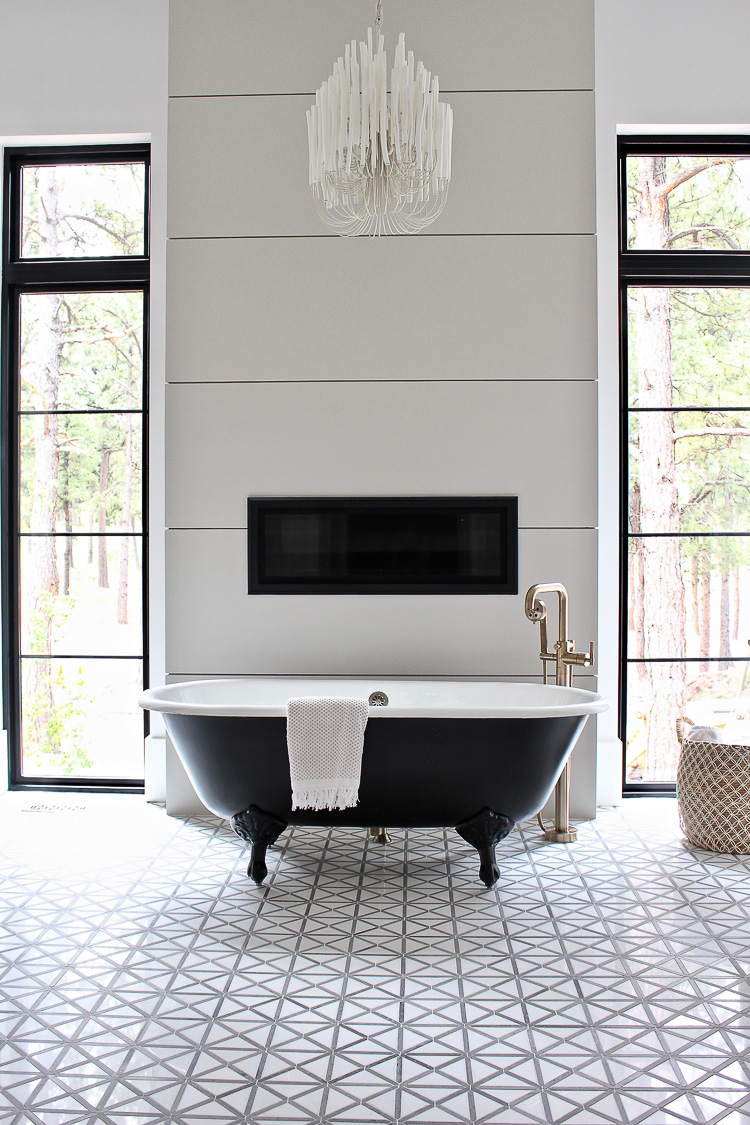 Tilda Chandelier in modern vintage bathroom