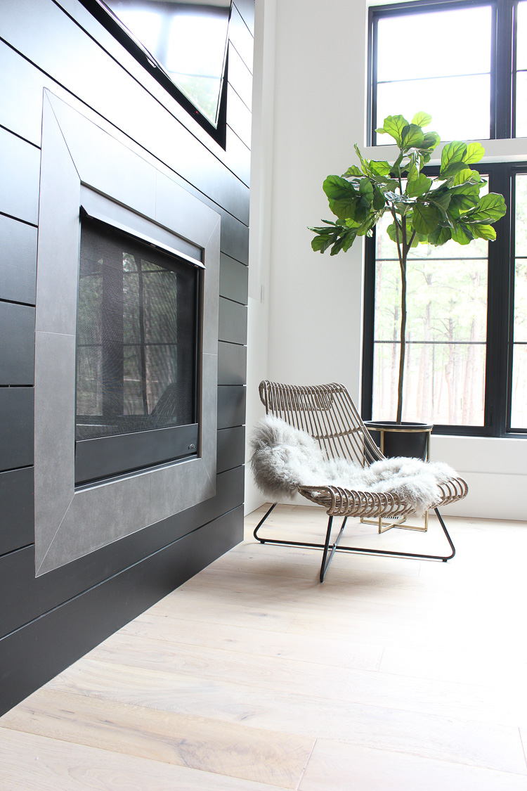 black shiplap fireplace