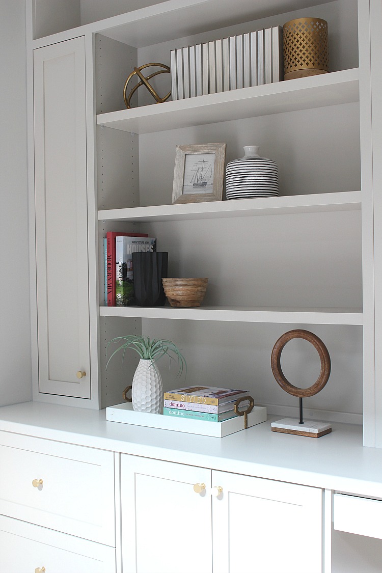 Intentional styling office shelves