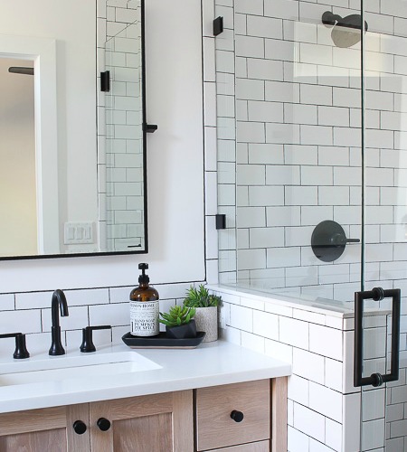 off white subway tile bathroom