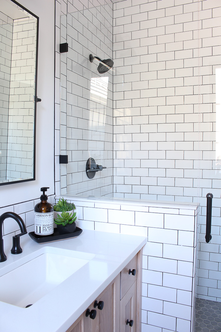 white subway tile shower