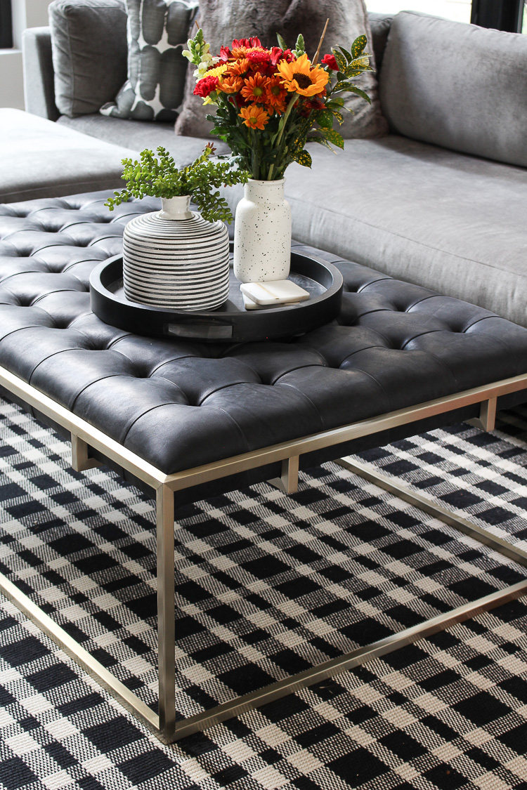 Cozy Fall Family Room With New Tufted Leather Coffee Table - The House of  Silver Lining