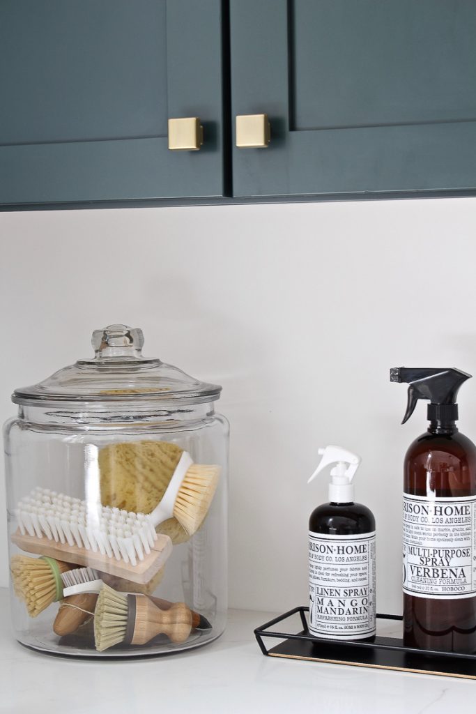 The Laundry/Dog Room: Dark Green Cabinets Layered On Classic Black