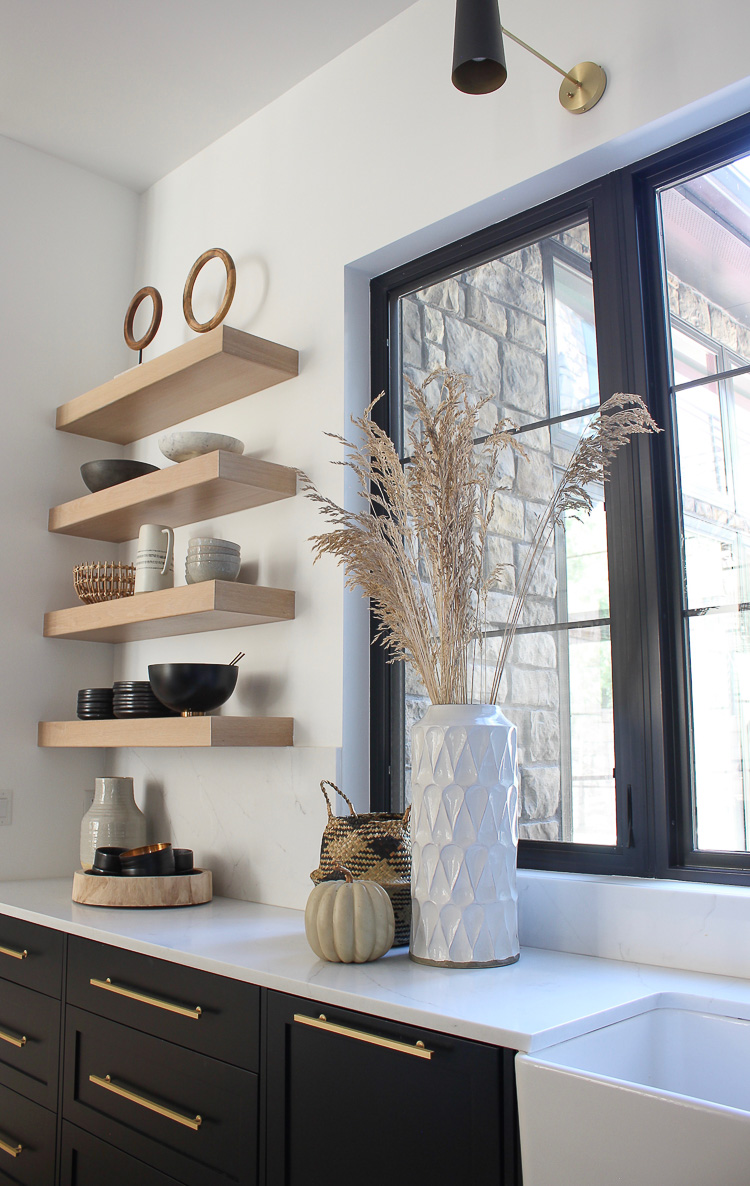 Kitchen Shelf Styling Ideas For Fall - Modern Glam