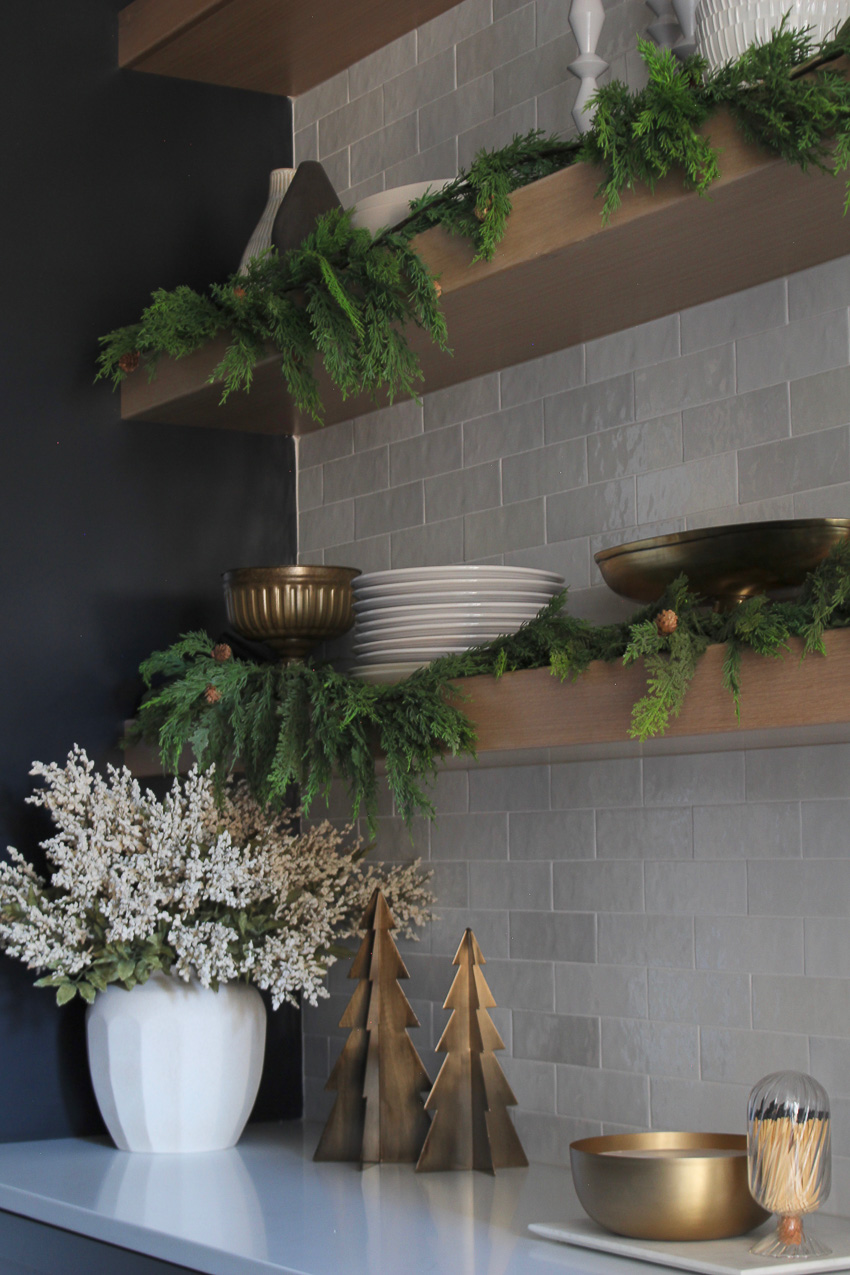 christmas-decor-oak-floating-shelves-black-cabinet-pantry